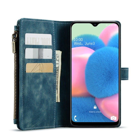 For Samsung Galaxy A30s / A50s / A50 CaseMe-C30 Multifunctional Horizontal Flip PU + TPU Phone Case(Blue)