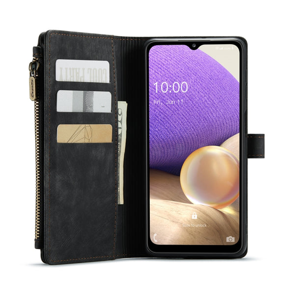 For Samsung Galaxy A32 5G CaseMe-C30 Multifunctional Horizontal Flip PU + TPU Phone Case(Black)