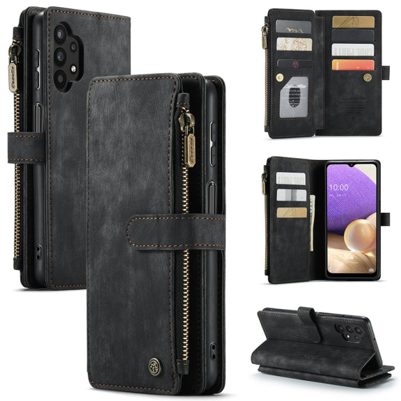 For Samsung Galaxy A32 5G CaseMe-C30 Multifunctional Horizontal Flip PU + TPU Phone Case(Black)