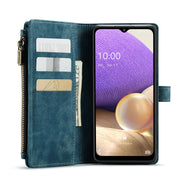 For Samsung Galaxy A32 5G CaseMe-C30 Multifunctional Horizontal Flip PU + TPU Phone Case(Blue)
