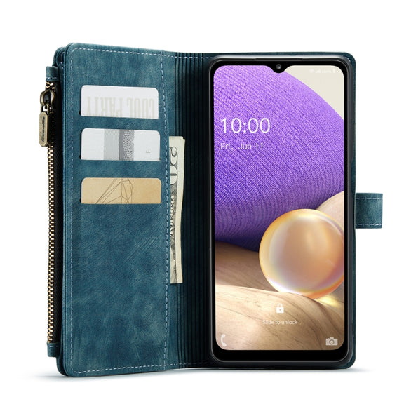 For Samsung Galaxy A32 5G CaseMe-C30 Multifunctional Horizontal Flip PU + TPU Phone Case(Blue)