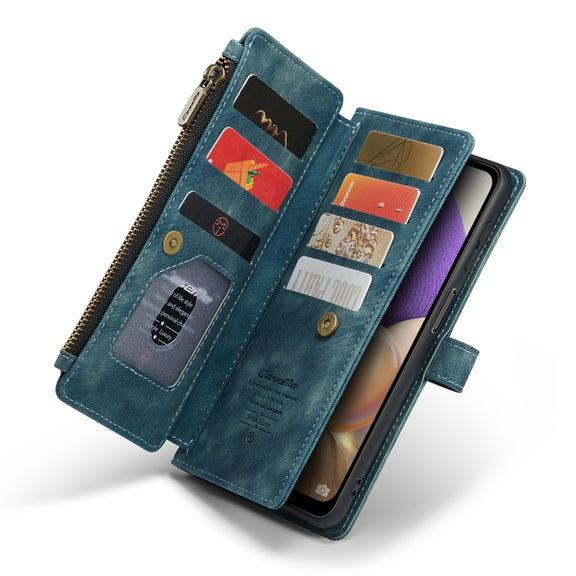 For Samsung Galaxy A32 5G CaseMe-C30 Multifunctional Horizontal Flip PU + TPU Phone Case(Blue)
