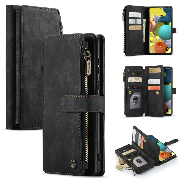 For Samsung Galaxy A51 4G CaseMe-C30 Multifunctional Horizontal Flip PU + TPU Phone Case(Black)