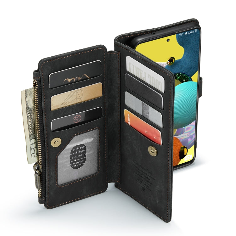 For Samsung Galaxy A51 4G CaseMe-C30 Multifunctional Horizontal Flip PU + TPU Phone Case(Black)