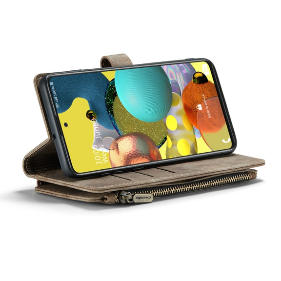 For Samsung Galaxy A51 4G CaseMe-C30 Multifunctional Horizontal Flip PU + TPU Phone Case(Brown)