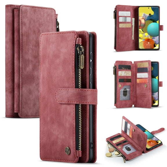 For Samsung Galaxy A51 4G CaseMe-C30 Multifunctional Horizontal Flip PU + TPU Phone Case(Red)