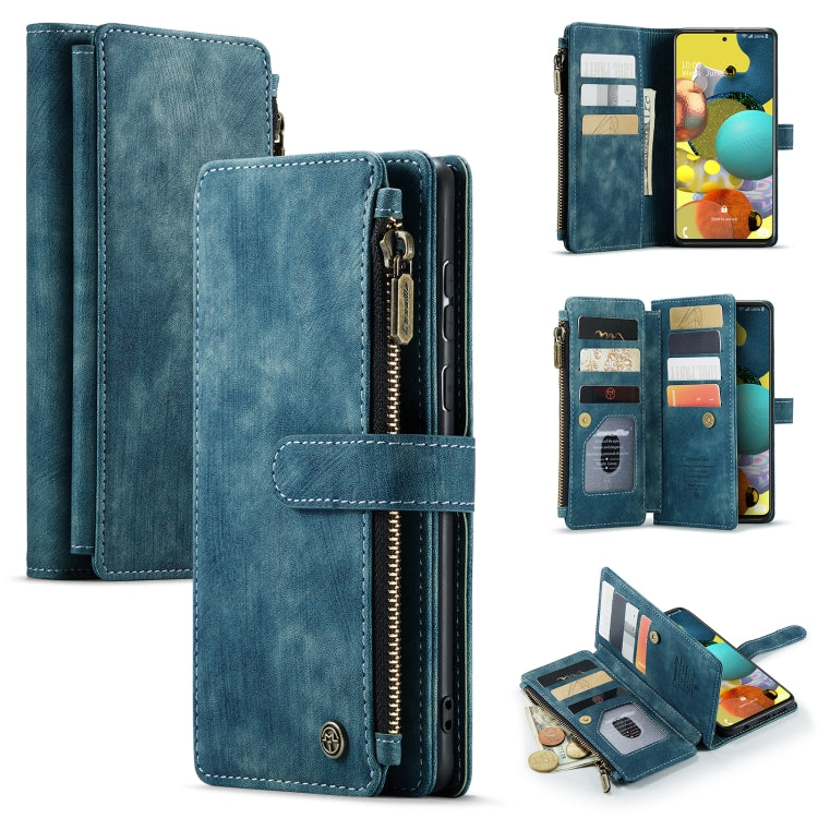 For Samsung Galaxy A51 4G CaseMe-C30 Multifunctional Horizontal Flip PU + TPU Phone Case(Blue)