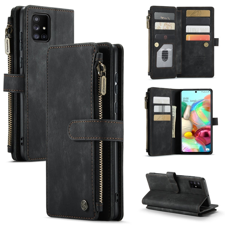 For Samsung Galaxy A71 4G CaseMe-C30 Multifunctional Horizontal Flip PU + TPU Phone Case(Black)