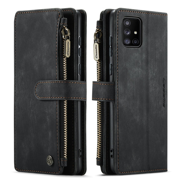 For Samsung Galaxy A71 4G CaseMe-C30 Multifunctional Horizontal Flip PU + TPU Phone Case(Black)