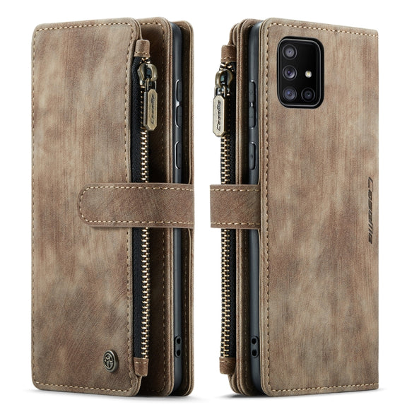 For Samsung Galaxy A71 4G CaseMe-C30 Multifunctional Horizontal Flip PU + TPU Phone Case(Brown)