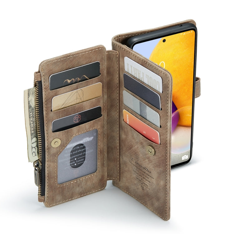 For Samsung Galaxy A72 CaseMe-C30 Multifunctional Horizontal Flip PU + TPU Phone Case(Brown)