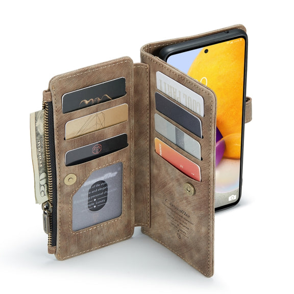 For Samsung Galaxy A72 CaseMe-C30 Multifunctional Horizontal Flip PU + TPU Phone Case(Brown)