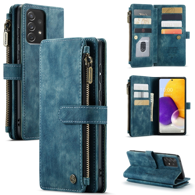 For Samsung Galaxy A72 CaseMe-C30 Multifunctional Horizontal Flip PU + TPU Phone Case(Blue)