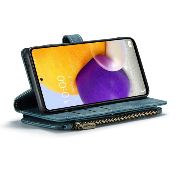 For Samsung Galaxy A72 CaseMe-C30 Multifunctional Horizontal Flip PU + TPU Phone Case(Blue)