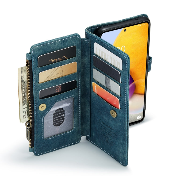 For Samsung Galaxy A72 CaseMe-C30 Multifunctional Horizontal Flip PU + TPU Phone Case(Blue)