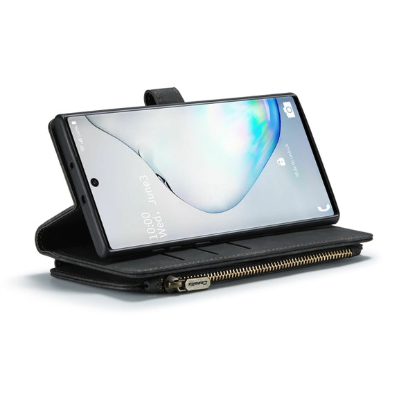 For Samsung Galaxy Note10 CaseMe-C30 Multifunctional Horizontal Flip PU + TPU Phone Case(Black)