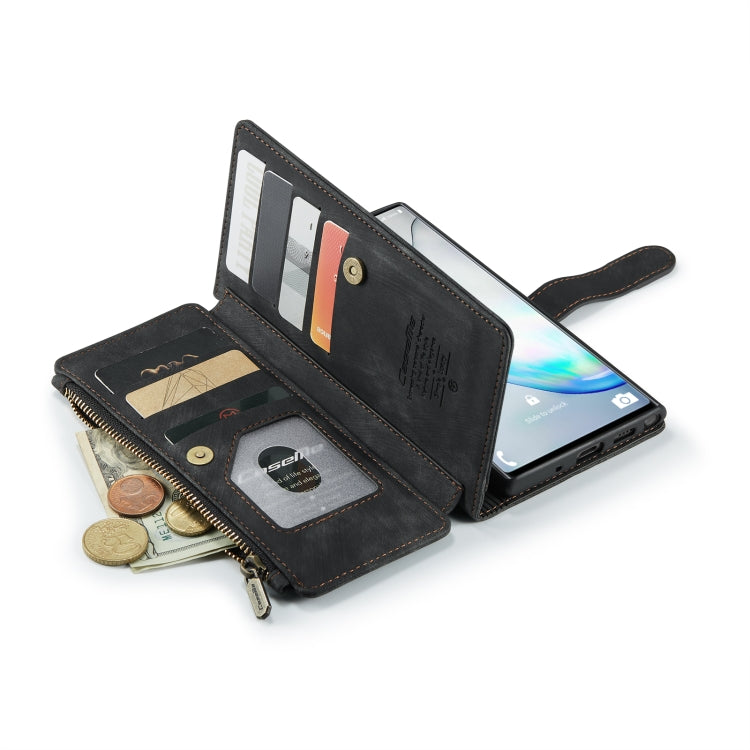 For Samsung Galaxy Note10 CaseMe-C30 Multifunctional Horizontal Flip PU + TPU Phone Case(Black)
