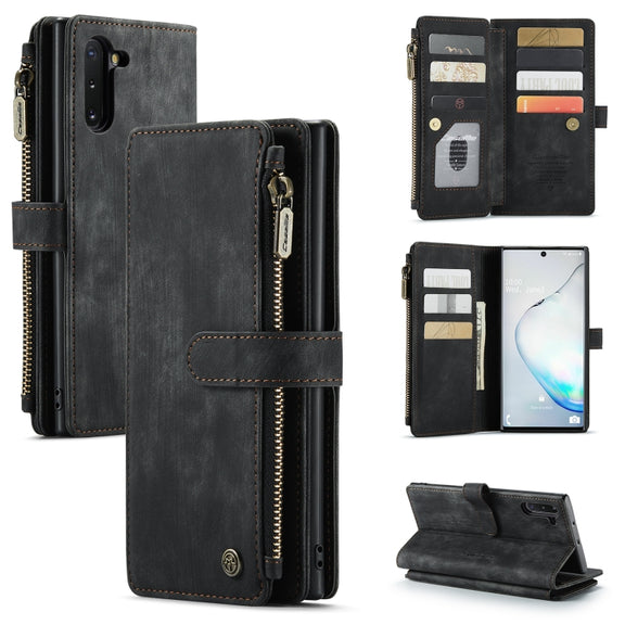 For Samsung Galaxy Note10 CaseMe-C30 Multifunctional Horizontal Flip PU + TPU Phone Case(Black)