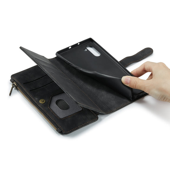 For Samsung Galaxy Note10 CaseMe-C30 Multifunctional Horizontal Flip PU + TPU Phone Case(Black)