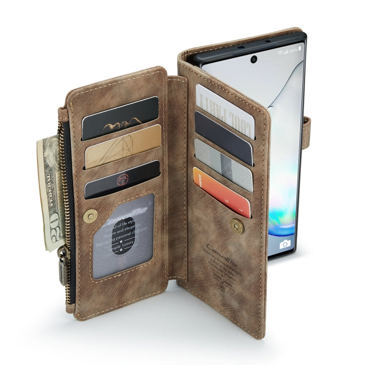 For Samsung Galaxy Note10 CaseMe-C30 Multifunctional Horizontal Flip PU + TPU Phone Case(Brown)