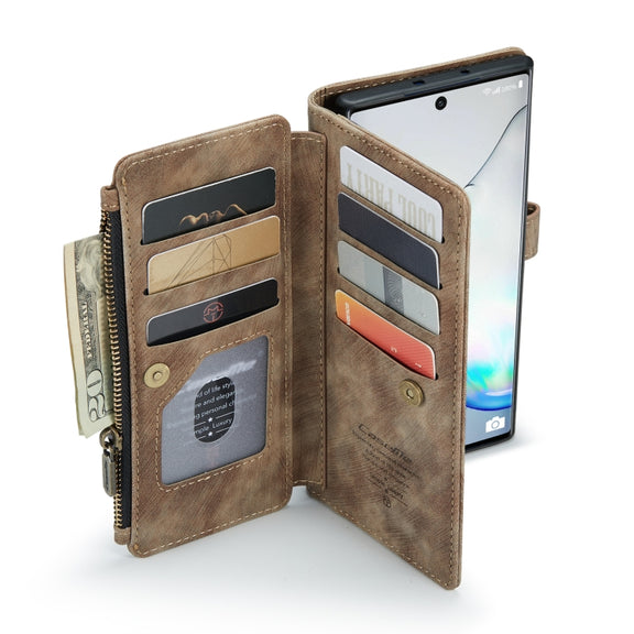 For Samsung Galaxy Note10 CaseMe-C30 Multifunctional Horizontal Flip PU + TPU Phone Case(Brown)