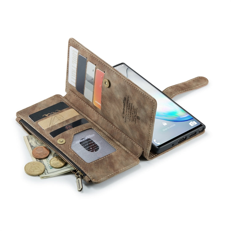 For Samsung Galaxy Note10 CaseMe-C30 Multifunctional Horizontal Flip PU + TPU Phone Case(Brown)