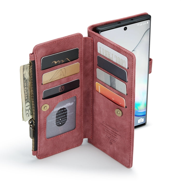 For Samsung Galaxy Note10 CaseMe-C30 Multifunctional Horizontal Flip PU + TPU Phone Case(Red)