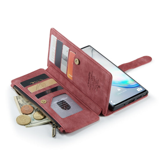 For Samsung Galaxy Note10 CaseMe-C30 Multifunctional Horizontal Flip PU + TPU Phone Case(Red)