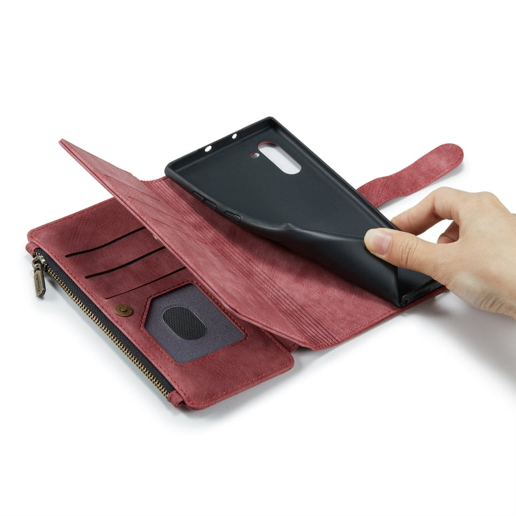 For Samsung Galaxy Note10 CaseMe-C30 Multifunctional Horizontal Flip PU + TPU Phone Case(Red)