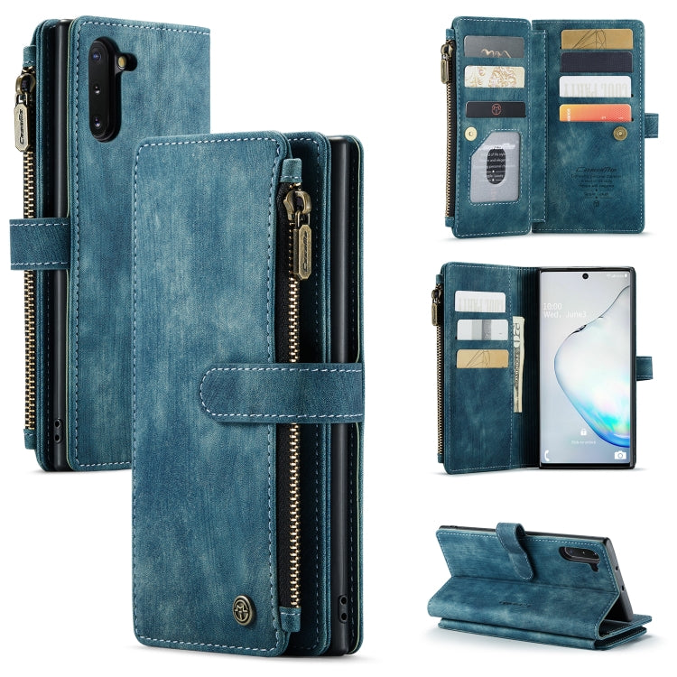 For Samsung Galaxy Note10 CaseMe-C30 Multifunctional Horizontal Flip PU + TPU Phone Case(Blue)