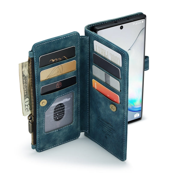 For Samsung Galaxy Note10 CaseMe-C30 Multifunctional Horizontal Flip PU + TPU Phone Case(Blue)