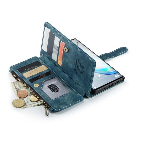 For Samsung Galaxy Note10 CaseMe-C30 Multifunctional Horizontal Flip PU + TPU Phone Case(Blue)