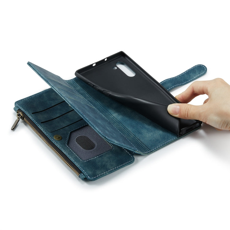For Samsung Galaxy Note10 CaseMe-C30 Multifunctional Horizontal Flip PU + TPU Phone Case(Blue)