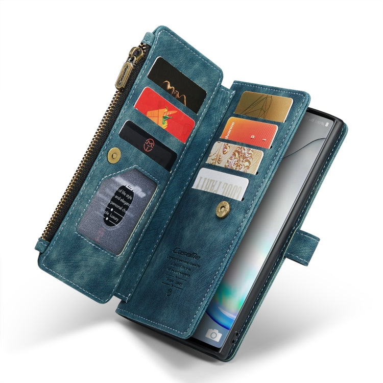 For Samsung Galaxy Note10 CaseMe-C30 Multifunctional Horizontal Flip PU + TPU Phone Case(Blue)