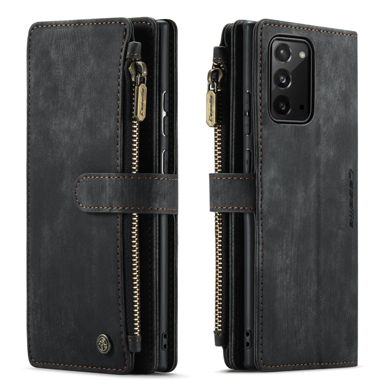For Samsung Galaxy Note20 CaseMe-C30 Multifunctional Horizontal Flip PU + TPU Phone Case(Black)