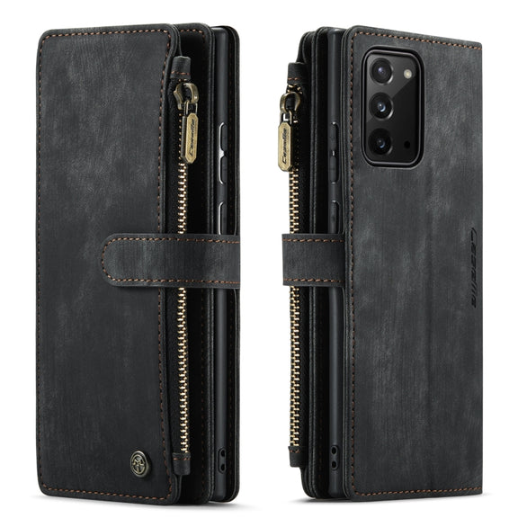 For Samsung Galaxy Note20 CaseMe-C30 Multifunctional Horizontal Flip PU + TPU Phone Case(Black)