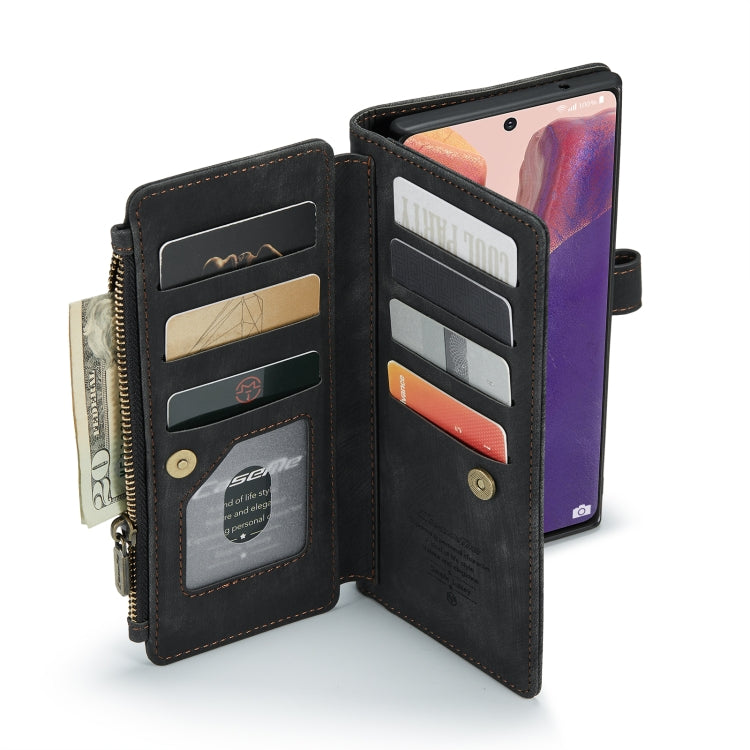 For Samsung Galaxy Note20 CaseMe-C30 Multifunctional Horizontal Flip PU + TPU Phone Case(Black)