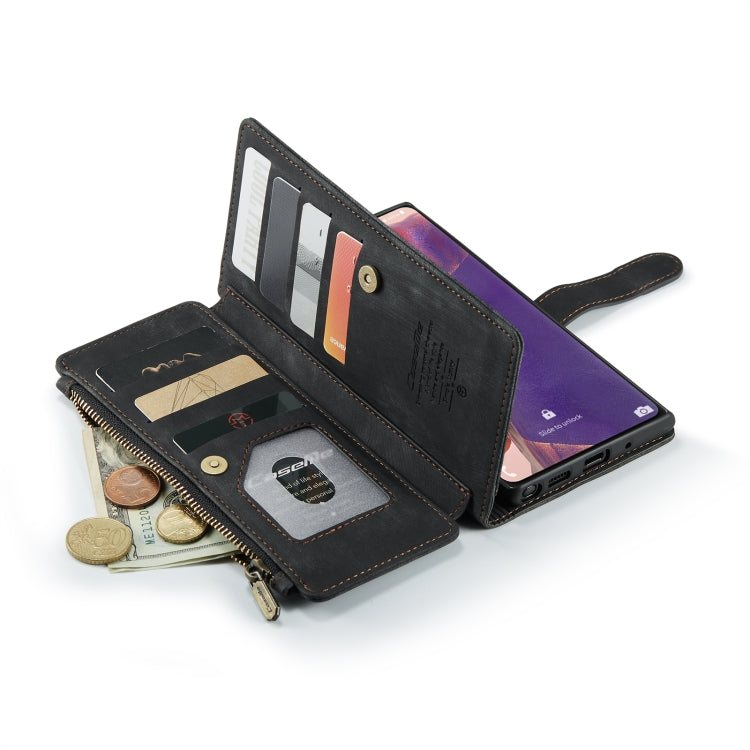 For Samsung Galaxy Note20 CaseMe-C30 Multifunctional Horizontal Flip PU + TPU Phone Case(Black)