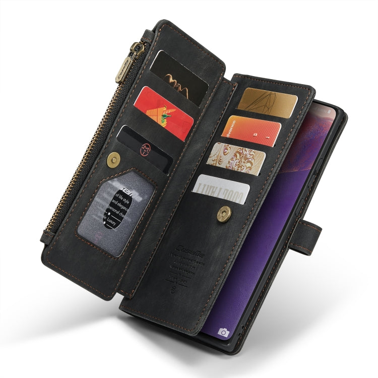 For Samsung Galaxy Note20 CaseMe-C30 Multifunctional Horizontal Flip PU + TPU Phone Case(Black)