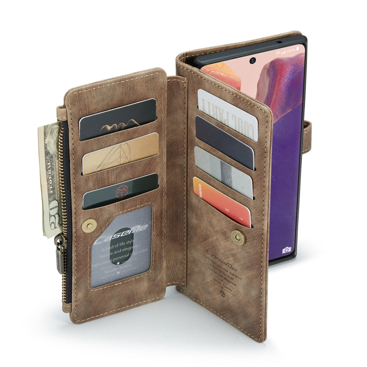 For Samsung Galaxy Note20 CaseMe-C30 Multifunctional Horizontal Flip PU + TPU Phone Case(Brown)