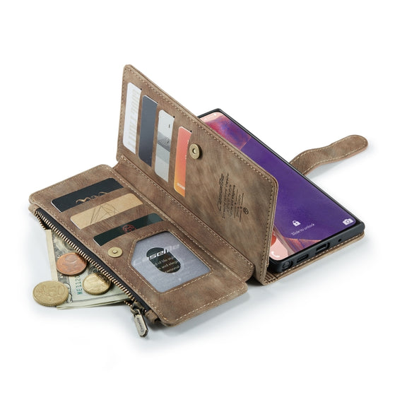 For Samsung Galaxy Note20 CaseMe-C30 Multifunctional Horizontal Flip PU + TPU Phone Case(Brown)