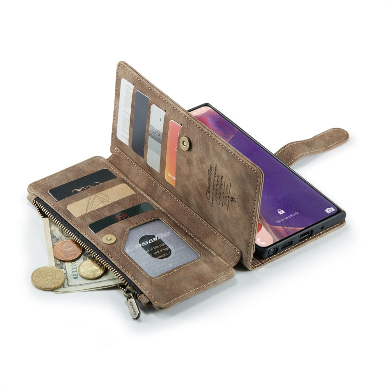For Samsung Galaxy Note20 CaseMe-C30 Multifunctional Horizontal Flip PU + TPU Phone Case(Brown)