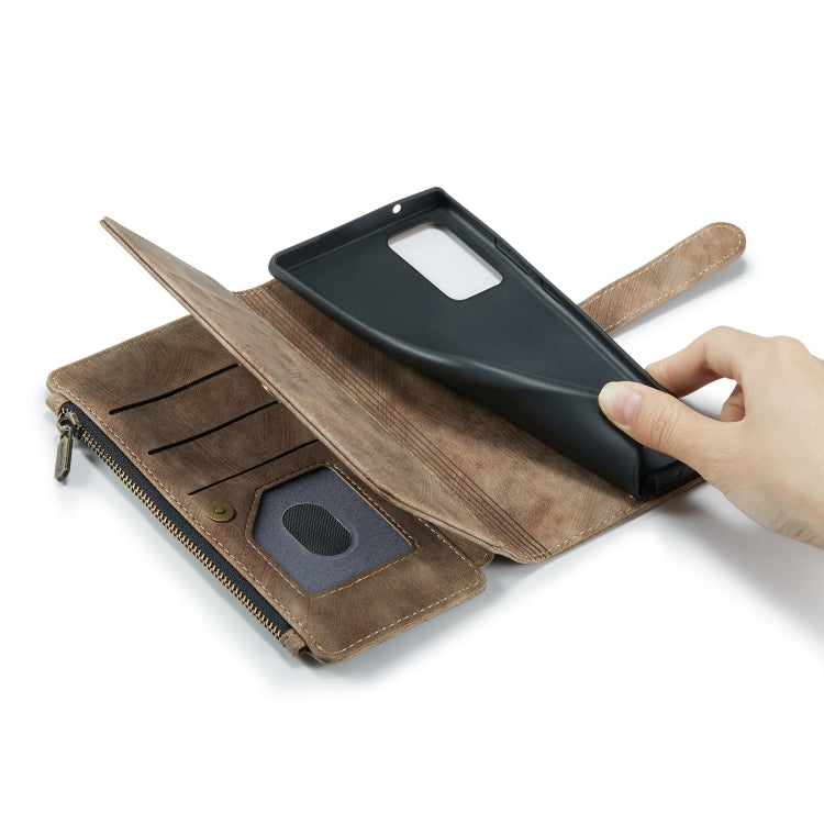 For Samsung Galaxy Note20 CaseMe-C30 Multifunctional Horizontal Flip PU + TPU Phone Case(Brown)