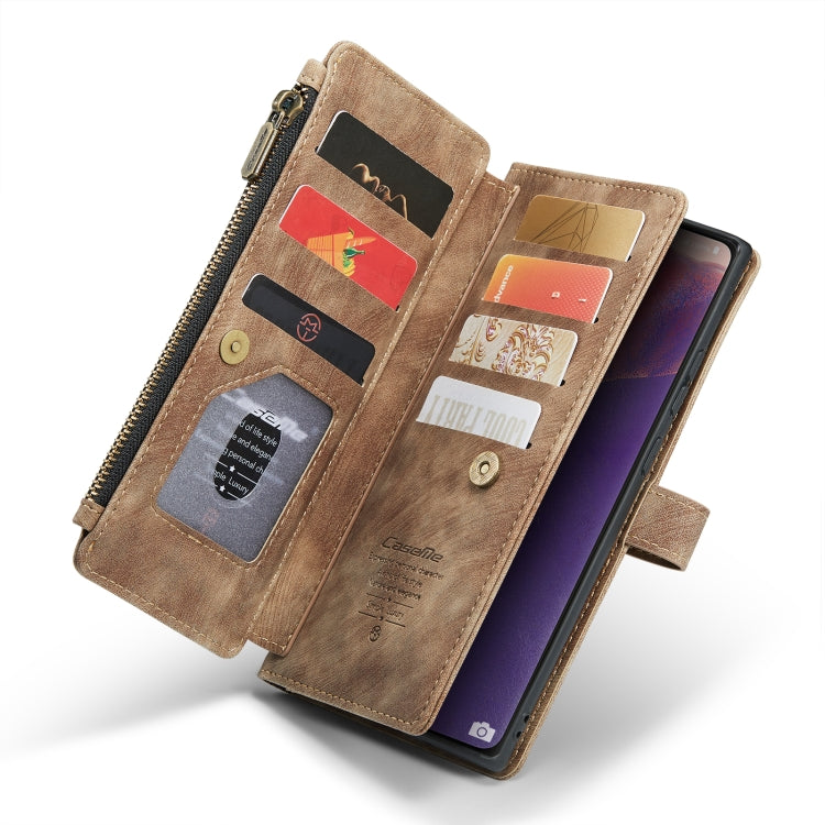 For Samsung Galaxy Note20 CaseMe-C30 Multifunctional Horizontal Flip PU + TPU Phone Case(Brown)