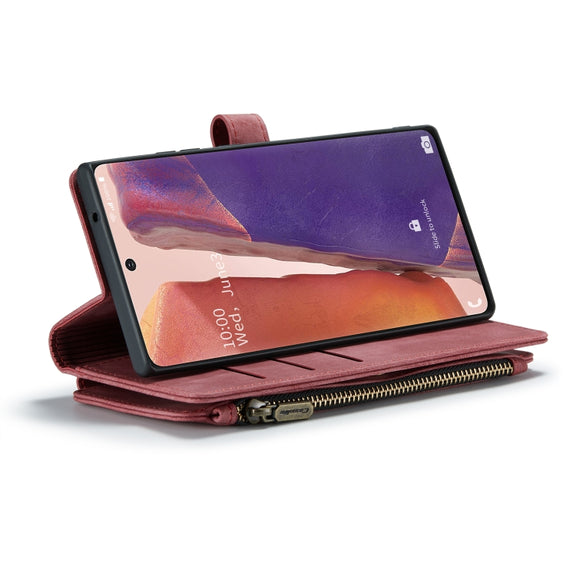 For Samsung Galaxy Note20 CaseMe-C30 Multifunctional Horizontal Flip PU + TPU Phone Case(Red)