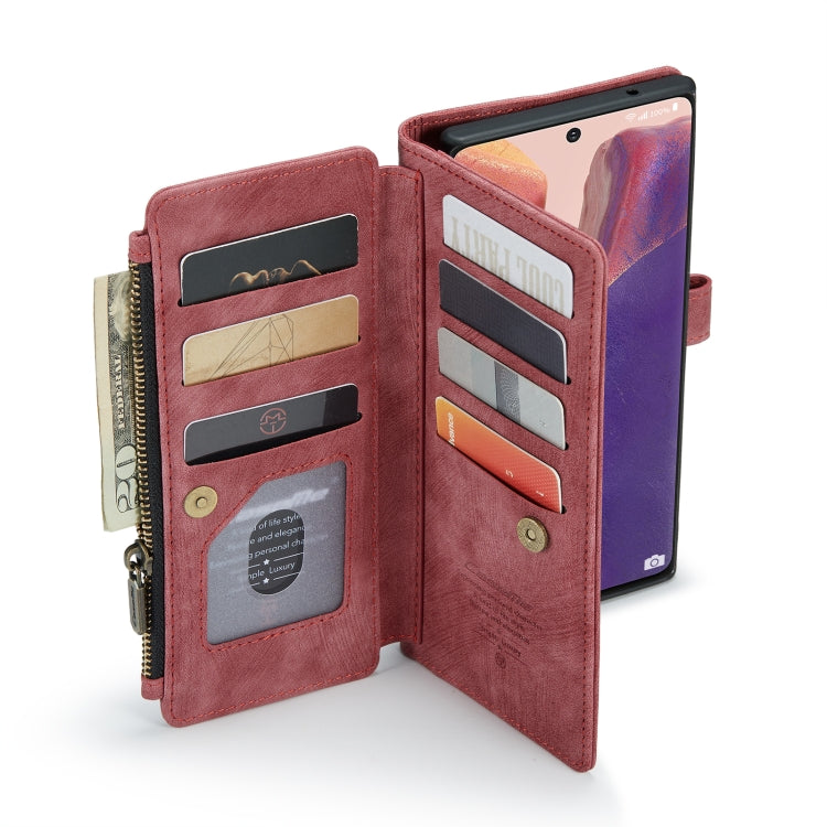 For Samsung Galaxy Note20 CaseMe-C30 Multifunctional Horizontal Flip PU + TPU Phone Case(Red)