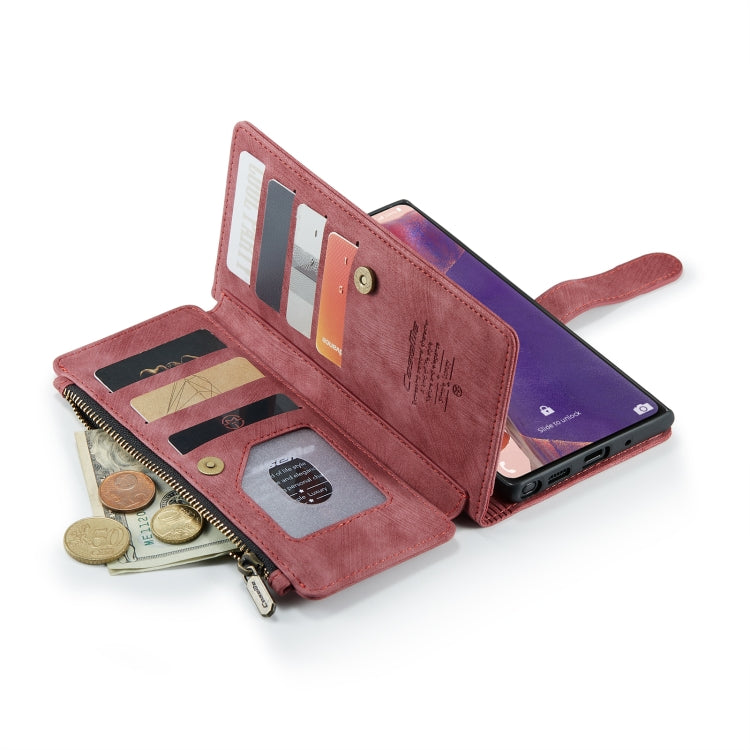 For Samsung Galaxy Note20 CaseMe-C30 Multifunctional Horizontal Flip PU + TPU Phone Case(Red)