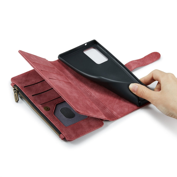 For Samsung Galaxy Note20 CaseMe-C30 Multifunctional Horizontal Flip PU + TPU Phone Case(Red)