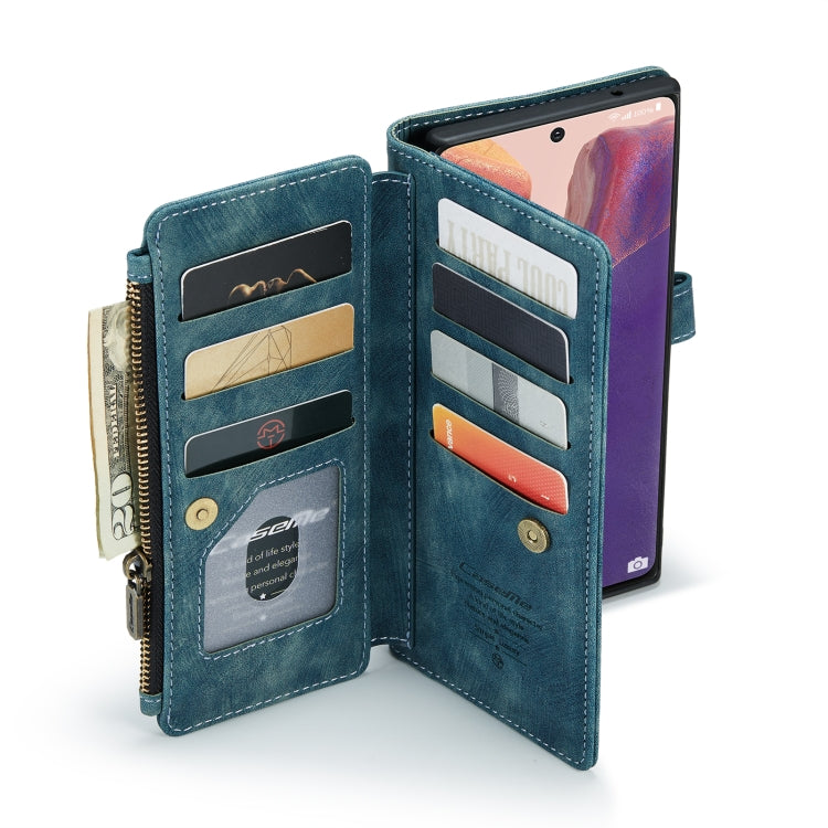For Samsung Galaxy Note20 CaseMe-C30 Multifunctional Horizontal Flip PU + TPU Phone Case(Blue)