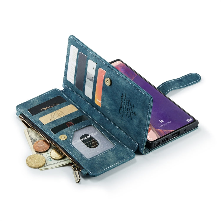 For Samsung Galaxy Note20 CaseMe-C30 Multifunctional Horizontal Flip PU + TPU Phone Case(Blue)